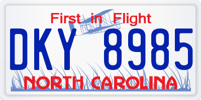 NC license plate DKY8985