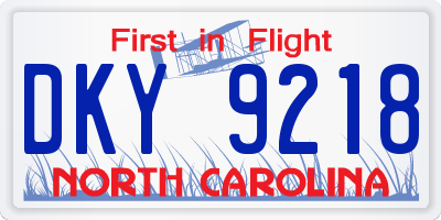NC license plate DKY9218