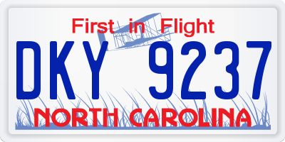 NC license plate DKY9237