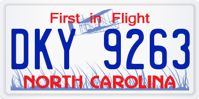NC license plate DKY9263