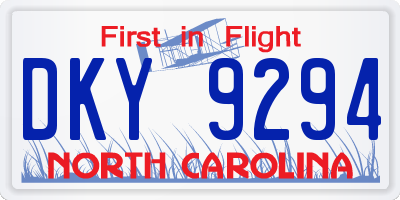 NC license plate DKY9294