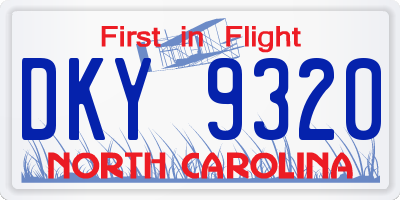NC license plate DKY9320