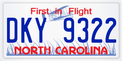 NC license plate DKY9322