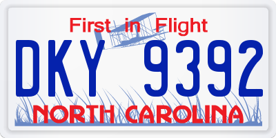 NC license plate DKY9392