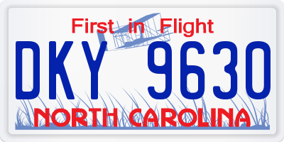 NC license plate DKY9630