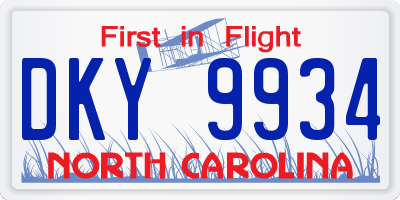 NC license plate DKY9934