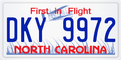 NC license plate DKY9972
