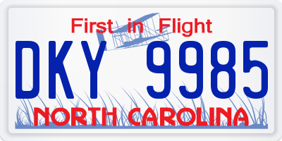 NC license plate DKY9985