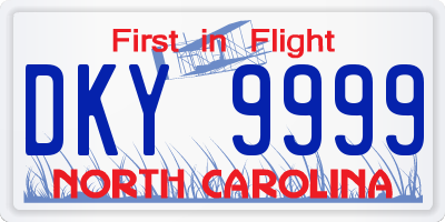 NC license plate DKY9999