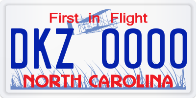 NC license plate DKZ0000