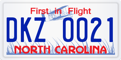 NC license plate DKZ0021