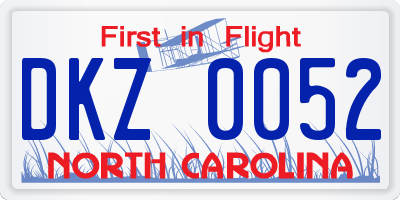 NC license plate DKZ0052