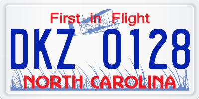 NC license plate DKZ0128