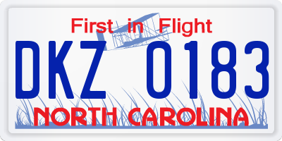 NC license plate DKZ0183