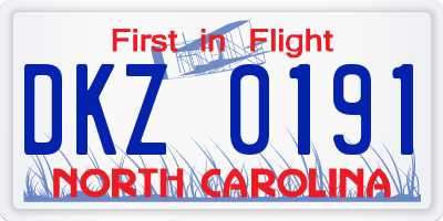 NC license plate DKZ0191