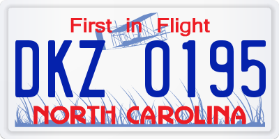 NC license plate DKZ0195