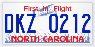 NC license plate DKZ0212