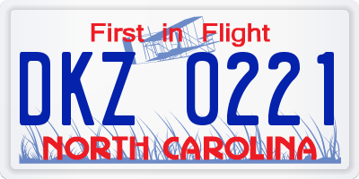 NC license plate DKZ0221