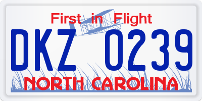 NC license plate DKZ0239