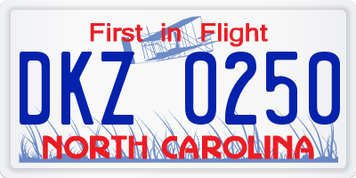 NC license plate DKZ0250