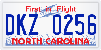 NC license plate DKZ0256