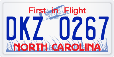 NC license plate DKZ0267