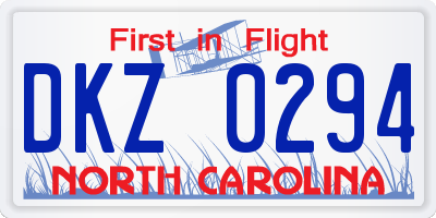 NC license plate DKZ0294
