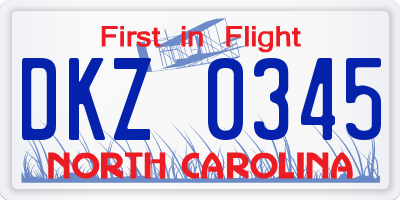 NC license plate DKZ0345
