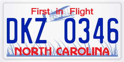 NC license plate DKZ0346