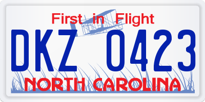 NC license plate DKZ0423