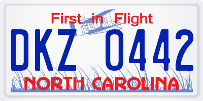 NC license plate DKZ0442