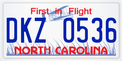 NC license plate DKZ0536