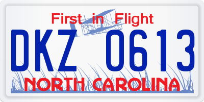 NC license plate DKZ0613