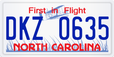 NC license plate DKZ0635