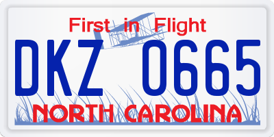 NC license plate DKZ0665