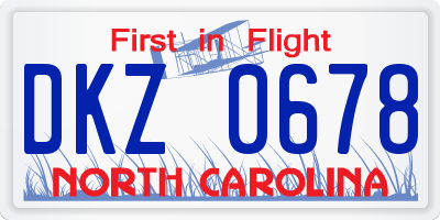 NC license plate DKZ0678