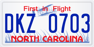 NC license plate DKZ0703