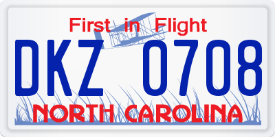 NC license plate DKZ0708