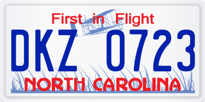 NC license plate DKZ0723