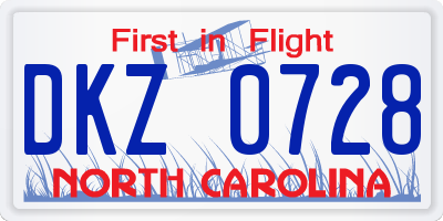 NC license plate DKZ0728