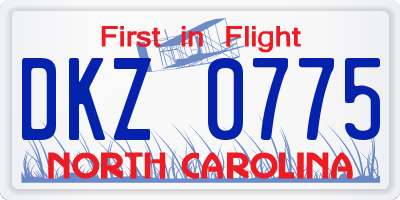 NC license plate DKZ0775