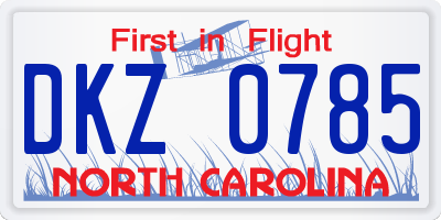 NC license plate DKZ0785
