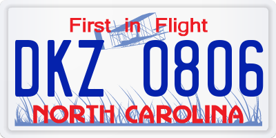 NC license plate DKZ0806