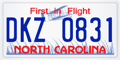 NC license plate DKZ0831