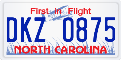 NC license plate DKZ0875