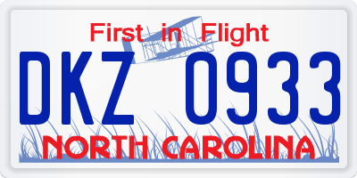 NC license plate DKZ0933