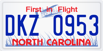 NC license plate DKZ0953
