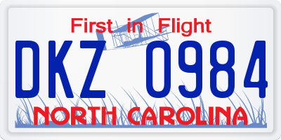 NC license plate DKZ0984