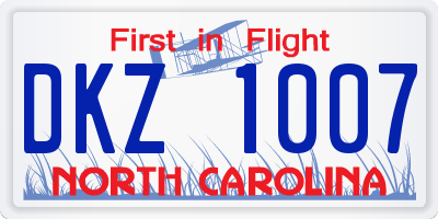 NC license plate DKZ1007