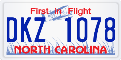 NC license plate DKZ1078